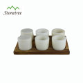 Stone Crafts Of Marble Salt &amp; Pepper Bowl mit Holztablett